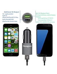 meagoes qc3.0 rápida USB cargador de coche (30 W 6 A) con cable micro USB