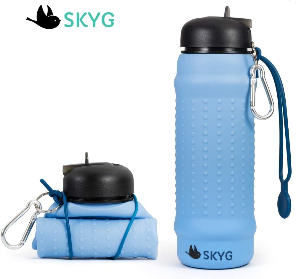 SKYG Collapsible Water Bottle-BPA Free, Food Grade Silicone Portable Foldable Sport Leak Proof Travel Water Bottle with…