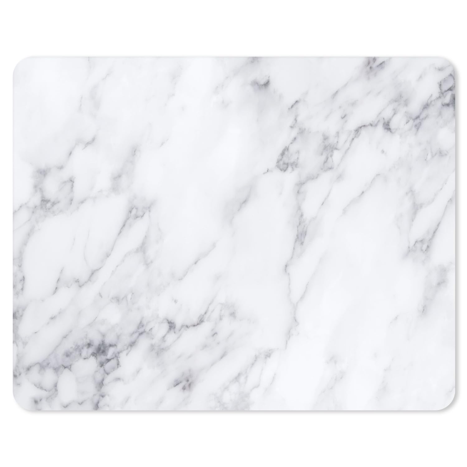 Mouse Mat I Diameter 22 cm Round I Mouse Mat Standard Size Non-Slip white Marble white _ square 24 x 19 cm