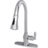 Kingston Brass GSY7771ACL American Classic Pull-Down Sprayer Kitchen Faucet, 10 x 8.75 x 16.94, Polished Chrome