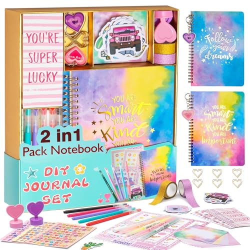 OIHEW DIY Journal Kit for Girls - 2PC Stocking Stuffers for Teen Girls, Stationary & Diary Set, Christmas Birthday Gifts for 8 9 10 11 12 13 14 Year Old Girls, Scrapbook Supplies Art and Crafts Toy Kit