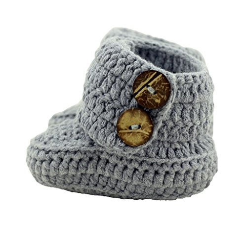 BestKnit Crochet Baby Booties Newborn Socks Handmade Shoes Deep Grey