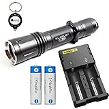 BUNDLE: NEW Klarus XT11 CREE XM-L2 U2 820 Lumen LED Flashlight (Gray) w/ 2x Eagletac 18650 2500mAh rechargeable batteries, 1x Nitecore i2 IntelliCharger and 1x Keychain light