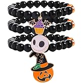 Halloween Bracelet Set For Women Cute Halloweens Stackable Crystal Stone Beaded Stretch Bracelet Halloween Party Accessories Jewelry Gift