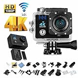 Action Camera, HEIHEI 1080P 4K Ultra HD 2.0 Inch 170 Degree Ultra-Wide Angle Lens Waterproof Wireless Sports Camera Diving Cam DV Camcorder Kit with 20 Accessories