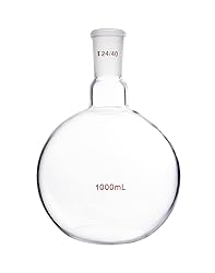 QWORK Glass 1000ml Single Neck Flat Bottom Boiling