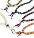FIBO STEEL 5 Pcs 8MM Wood Beaded Bracelet for Men Women Necklace Buddhist Beads Elastic