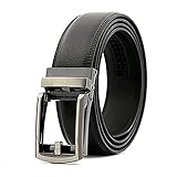 F&T Men’s Ratchet Click Belt, Holeless with automatic sliding buckle (BLACK)
