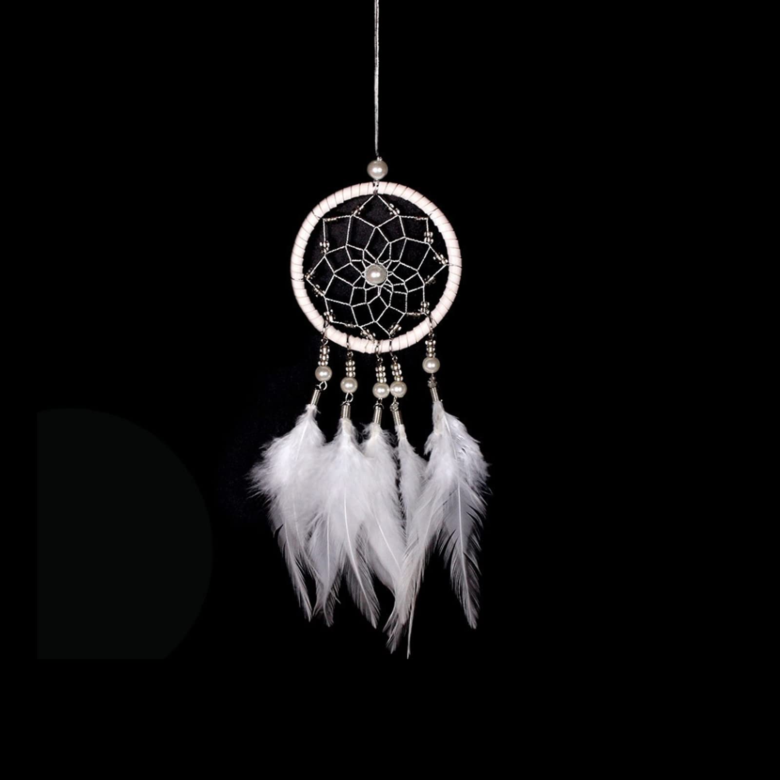 YUEXINYAN Dream Catcher Feather Dreamcatcher Hand Woven Wall Decoration for Home and Car Mirror (White)