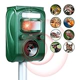 Maxfetched Ultrasonic Animal Repellent Outdoor Solar Powered, Pest Repeller with Motion Sensor Alarm and Flashing, Outdoor Deterrent Get Rid Of Deer Raccoon Rabbit Squirrel Skunk Bird Cat Dog Critters