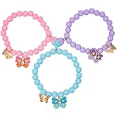COLORFUL BLING BFF Bracelet for 3,Mother Daughter Bracelets Set,Cross Butterfly Heart Charm Bracelet for Women Men,Love Heart Matching Strand Bracelets Friendship Jewelry Gifts