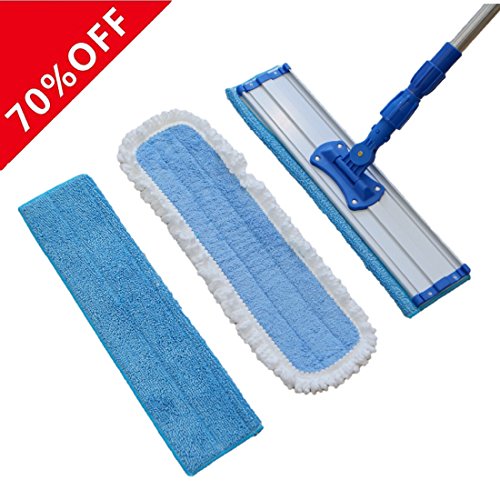 Professional Microfiber Floor Mop - Stainless Steel Handle - Includes Reusable 1 chenille mop 3 wet pads