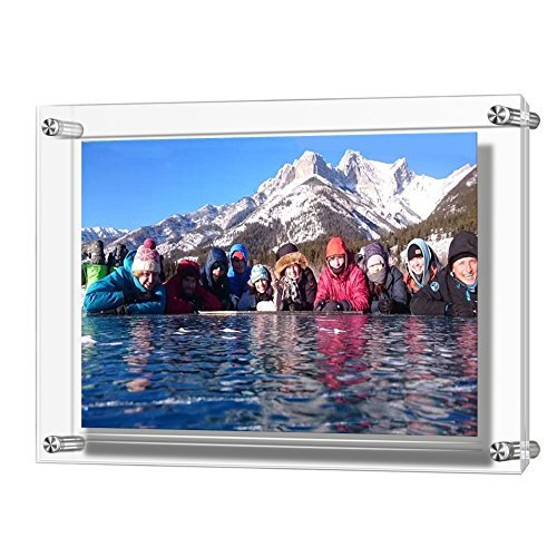 A3 Acrylic Wall Hanging Photo Frames, Holds Biggest Pictures 16.5 x 12 Inches by Boxalls, 3mm+3mm Thickness Clear