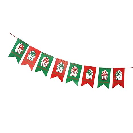 Buy Rare Vintage Hollow Red Green Gift Box Design Bunting Pennant