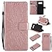 A-slim Galaxy Note 8 Wallet Case, (TM) Sun Pattern Embossed PU Leather Magnetic Flip Cover Card Holders & Hand Strap Wallet Purse Case for Samsung Galaxy Note 8 - Rose Gold