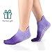 CozTake Yoga Socks Non Slip Skid Pilates Barre Workout Socks With Grips For Women 2 Pairs Grey&Purple