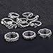 Malloom 11PCS/Set Women Bohemian Vintage Stack Rings Above Knuckle Rings Set (Silver)