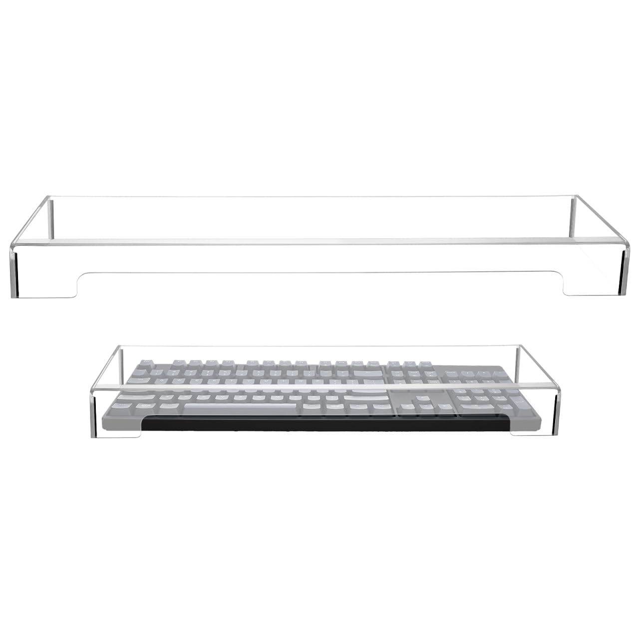 DOITOOL Acrylic Keyboard Cover Protector Clear Acrylic Keyboard Cover Anti- Cat, 2 in 1 Keyboard Bridge Protector and Monitor Stand Effectively Cat from Touching The Keyboard