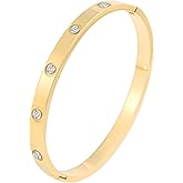 Camhanno Gold Bracelets for Women Friendship Love Bangle Bracelets Cubic Zirconia Stainless Steel Cross Bracelet Jewelry Gifts for Her