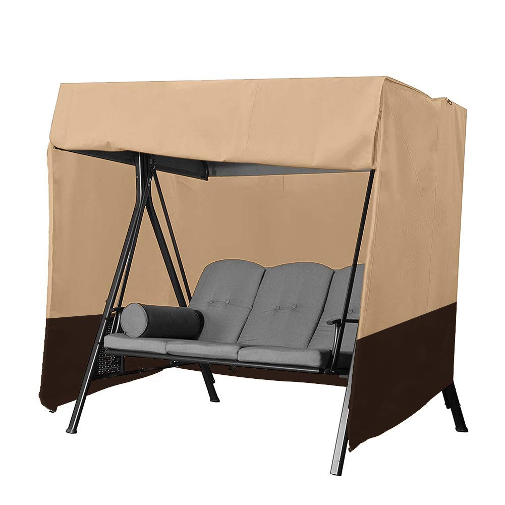 Patio Furniture Cover Waterproof Jjz151 Lightweight Durable 3 Triple Seater Hammock Glider Cover Porch Swing Cover Glider Canopy Cover Beige 1 Qees Patio Swing Cover Glider Covers Patio Lawn Garden