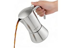 wedrink Stovetop Espresso Coffee Maker 6 Espresso Cups Stainless Steel Moka Pot for Greca, Induction, Electric & Gas Stoves(1