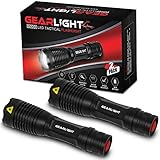 GearLight Ultra Bright Tactical Flashlight V1000 [2 Pack] - Adjustable Focus, Multi-Functional, Water Resistant, Handheld Light - Best High Lumen, Everyday Carry LED Flashlights
