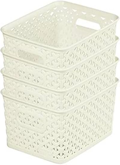 Curver My Style Storage Baskets Set of 4 Cream 4 Litre Stackable