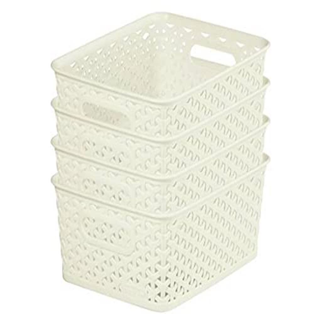 Curver My Style Storage Baskets, Stackable & Durable, 4 Litres Each, Cream (Set of 4)