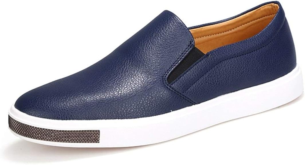 Men’s Casual Slipon Outdoor Walking Shoes Faux Leather Solid Low Top