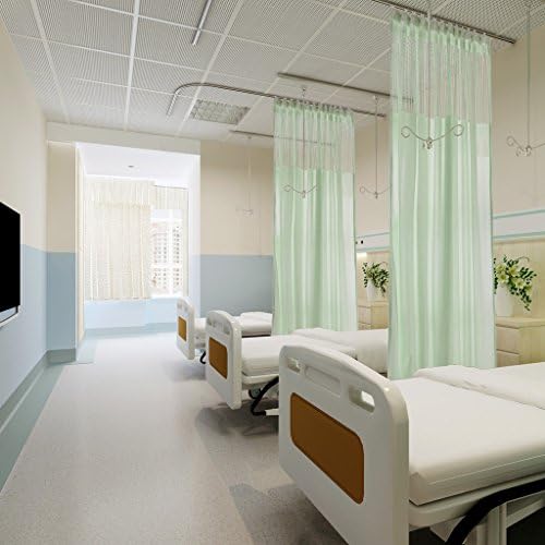 Cololeaf 15ft Wide x 8ft Tall Flat Hook Hanging For Hospital Medical Clinic SPA Lab Cubicle Curtain Divider Privacy Screen, In Green Customizable