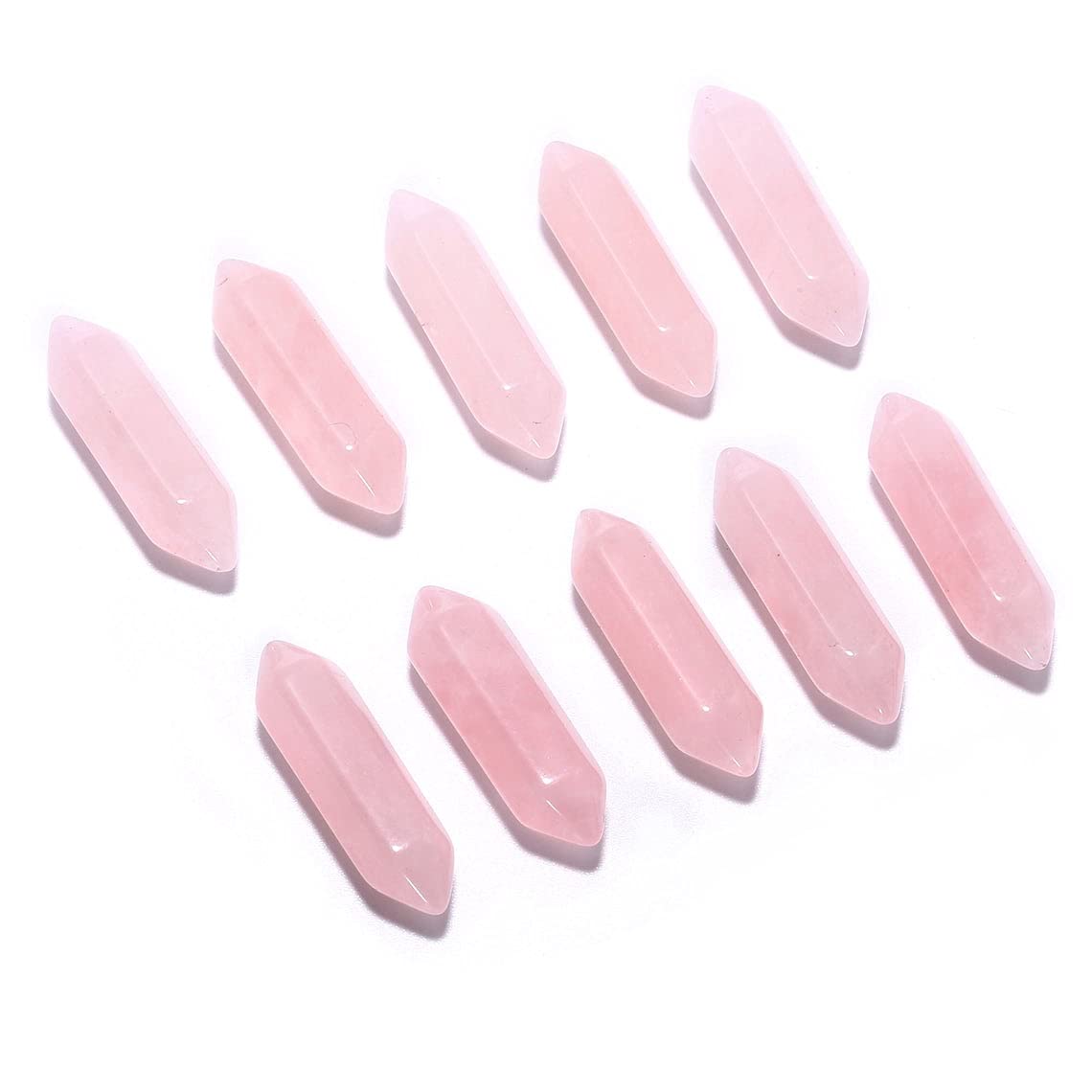 ALEXCRAFT en Gros 10 pcs Pendentif en Cristal Naturel Guérison Quartz Pierre Baguettes Ensemble Hexagonal Reiki Pierres Thérapie Décoration de La Maison