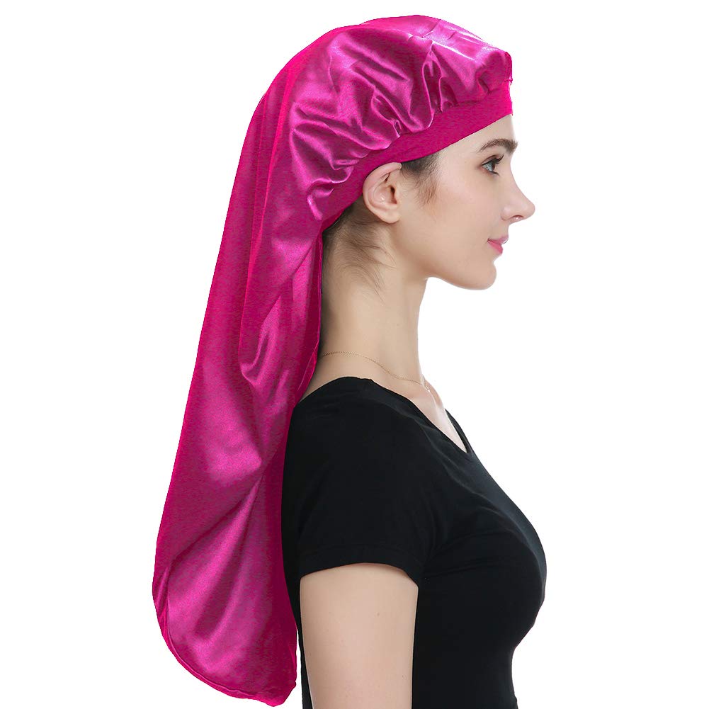 Alnorm Jumbo Bonnet for Braids Large Sleep Cap for Women Fuchsia