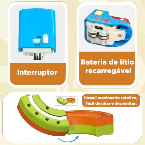 Blocos de Montar Construção Kit STEM Pista de Trem Carrinho Elétrico 3D Brinquedo Infantil (128 Peças)