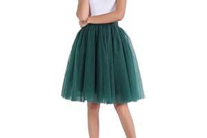Tutu Skirts for Women Tulle Skirts Knee Length Tutu Layered Short Prom Party Midi Skirt Classic Elastic Petticoats Underskirt