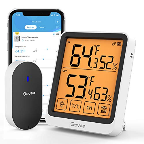 Govee Bluetooth Indoor Outdoor Thermometer, Digital Wireless Weather