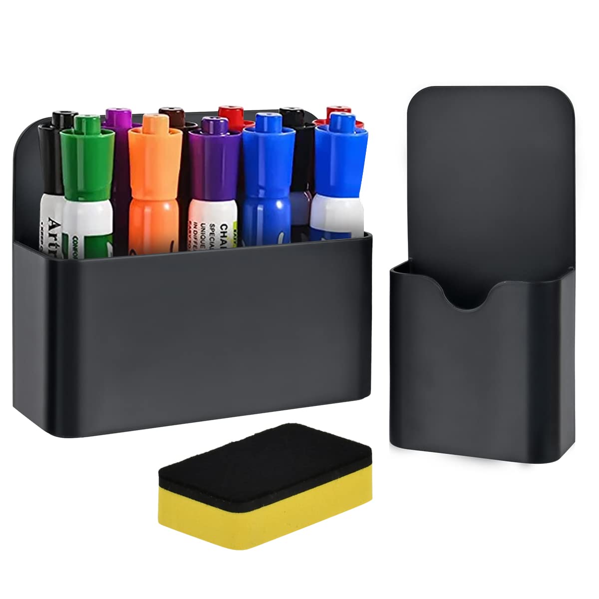 Magnetic Pen Marker Holders 2PCS with Magnetic Whiteboard Eraser, Adjustable Magnetics Pen Holder Magneticc Marker Holder, Whiteboard Pen Holders Magnetics Pen Pencil Organizer Whiteboards Locker