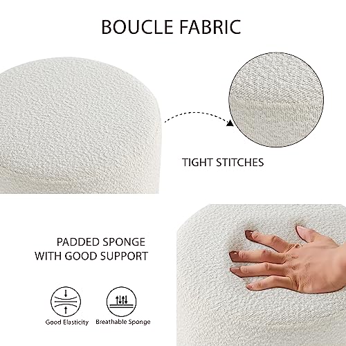 Get Set Style Modern Round Ottoman with Soft Padded Seat, Multifunctional Vanity Stool for Makeup, Upholstered Footrest Stool Ottoman Foot Stool for Living Room, Bedroom