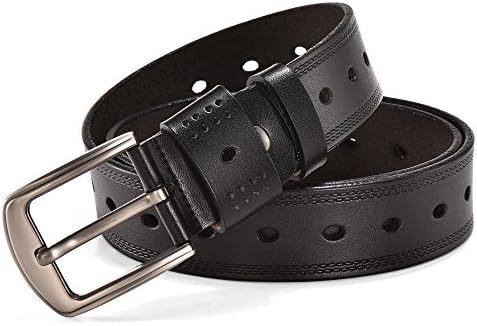 ZHITD Men's Dress Belt Leather Oval Holes Belt Body Wide 1.5"（Big &amp; Tall Sizes）