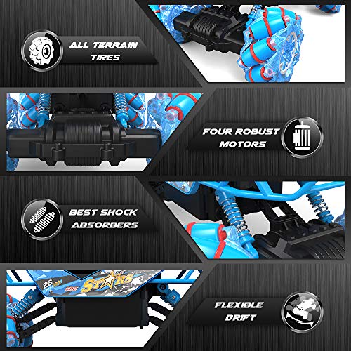 RAGU Drift Remote Control Car 1: 16 Rechargeable RC Truck 2.4 Ghz 4WD High Speed All Terrain Monster Truck with LED Lights & Music, Car Toys for Boys Girls