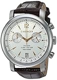 Wenger Men's 'Urban Classic Chrono' Swiss Quartz Steel-Two-Tone and Leather Casual Watch, Color:Brown (Model: 01.1043.110)
