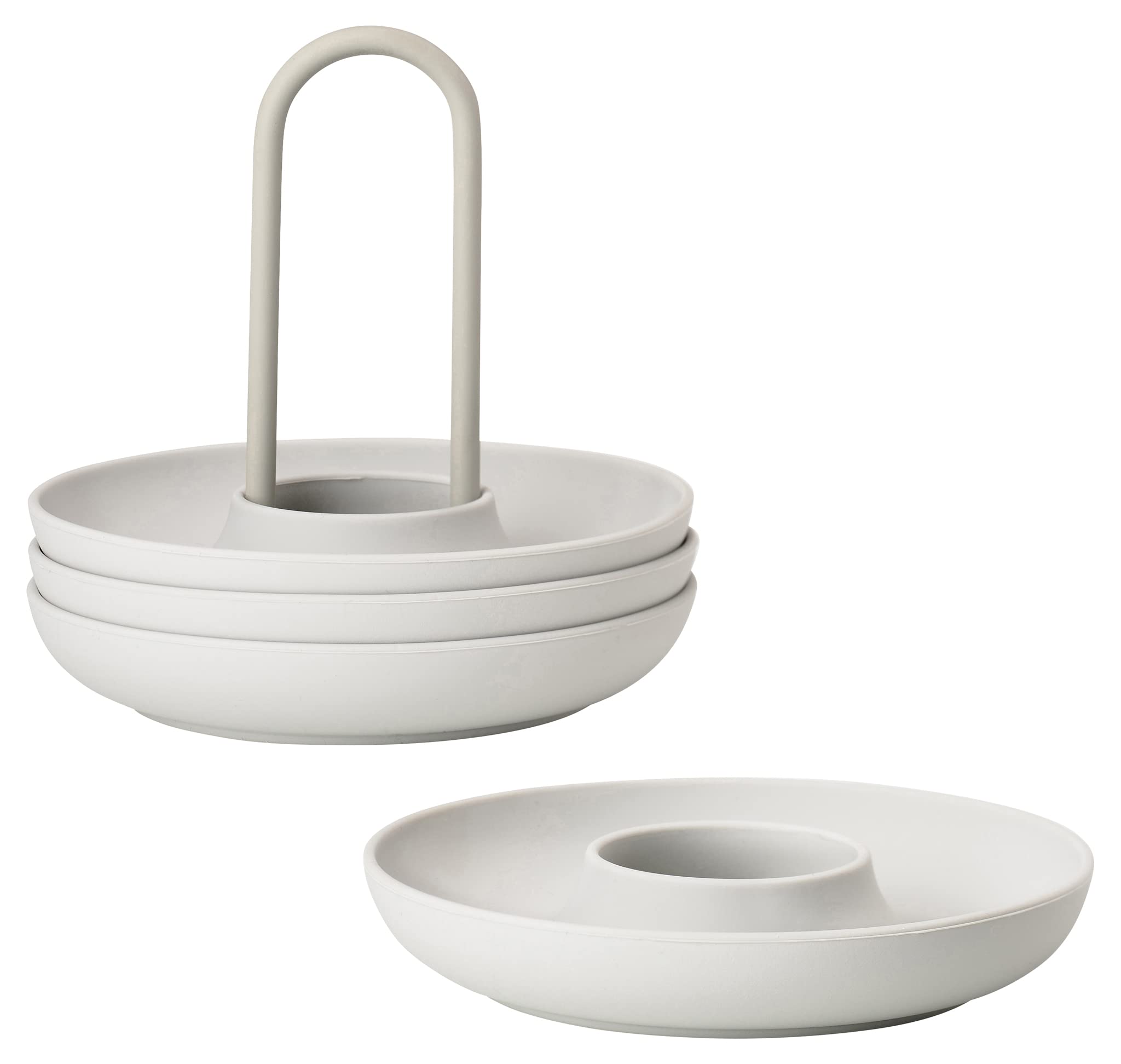 Zone Denmark Singles Silicone Egg Cups, Stackable, Set of 4 with Holder, Diameter 11.2 cm, Height 9.5 cm, Warm Grey