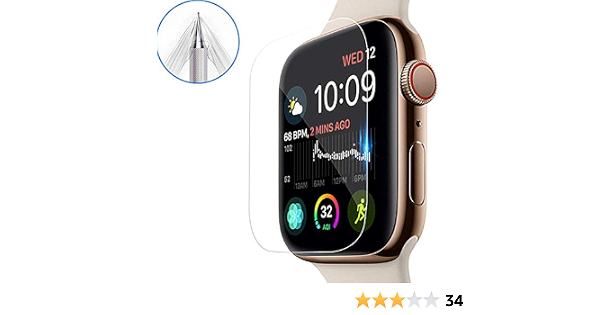 Amazon.com: Protector de pantalla de aluminio para Apple Watch Series 4  (1.732 in), [3 unidades] ultra transparente protector de pantalla (no  cristal) para iWatch 4 2018 nuevo Apple Watch 4 (1.732 in) : Celulares y  Accesorios