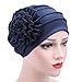 Egmy Gift for Friends, 1PC Newest Women Muslim Stretch Turban Hat Chemo Cap Hair Loss Head Scarf Wrap Hijib Cap (Navy)