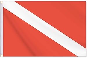 24x36 Inch Scuba Diving Flag,2x3 FT Red and White Safety Signal Dive Flag, Medium Digitial Double-Printed Durable 150D Decora
