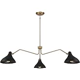 Meridian M7019MBKNB Pendant, 3-Light 180 Total Watts, Matte Black with Natural Brass