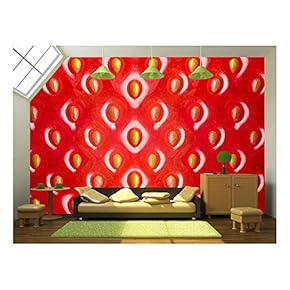 Strawberry Texture, Abstract Background - Removable Wall Mural | Self-Adhesive Large Wallpaper - 66x96 inches
