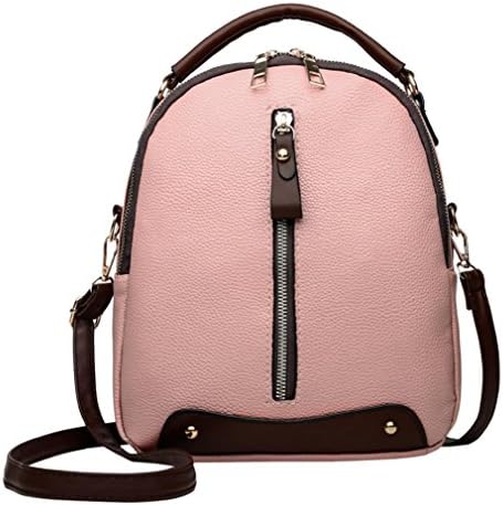 Clearance! ❤️ Women Double Shoulder Bags,Neartime Vintage Leather Backpack Travel School Bag Square Zipper Satchel (🌹 23cm(L)×9cm(W)×26cm(H), Pink)