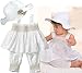 Itaar Baby Clothes Toddler Girl Ruffle Dress + Pants + Hat Outfit Set 0-18 M White 3pcs (X-Small(0-6Months))