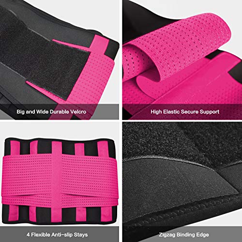 DARCHEN Waist Trainer Belt for Women Fitness Weight Loss Wokout Exercise Belt Sport Girdle for Body Slimming (Rose Red, Large) - Thumbnail 4