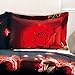 3 Piece Set Box Stitched Red Rose and Rings Prints 3d Comforter Set (Y02) Queen